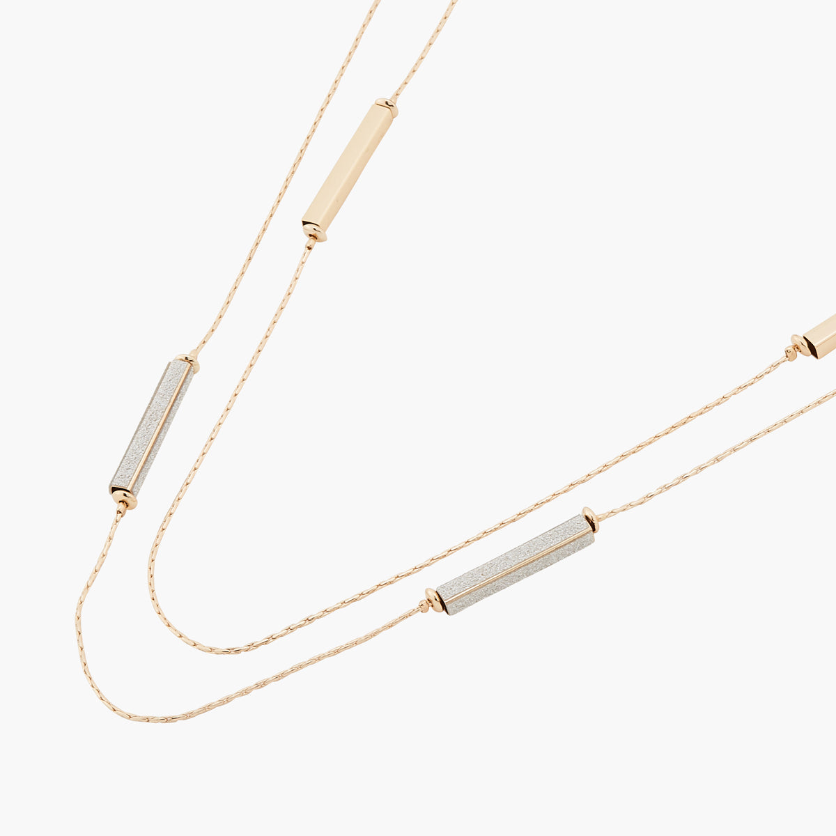 Sautoir 2 rangs pailleté argenté et doré