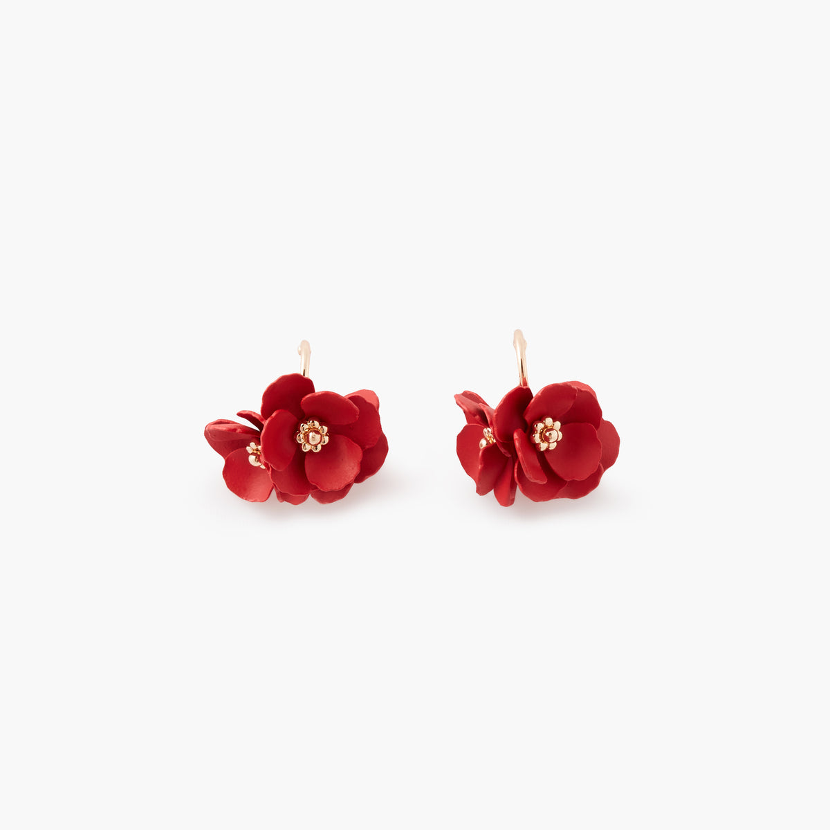 Petites créoles 3 fleurs rouges