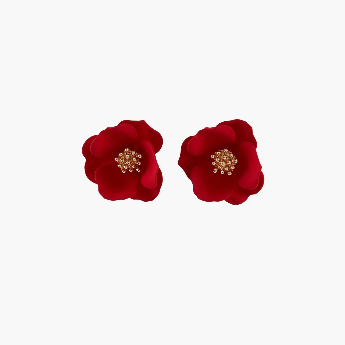 Boucles d'oreilles fleurs rouges