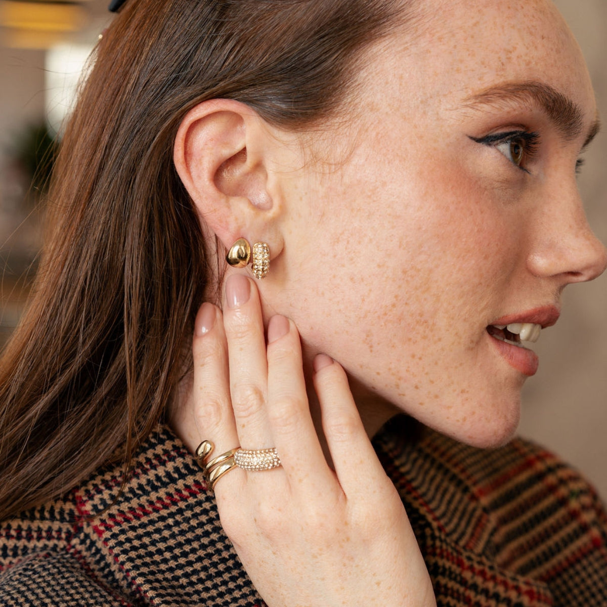 Set x2 paires de petites boucles d'oreilles à strass