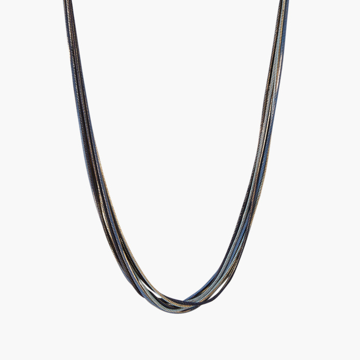 Collier multi chaînes bleu et argenté