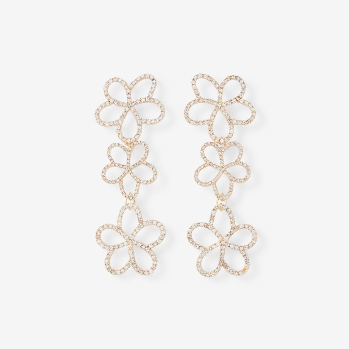Boucles d’oreilles longues à fleurs strassées