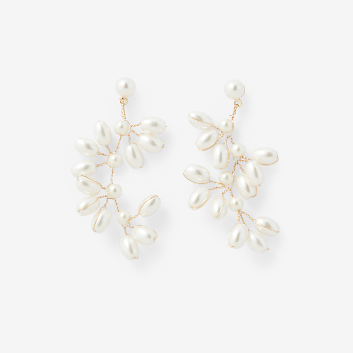 Boucles d'oreilles grappe de perles blanches