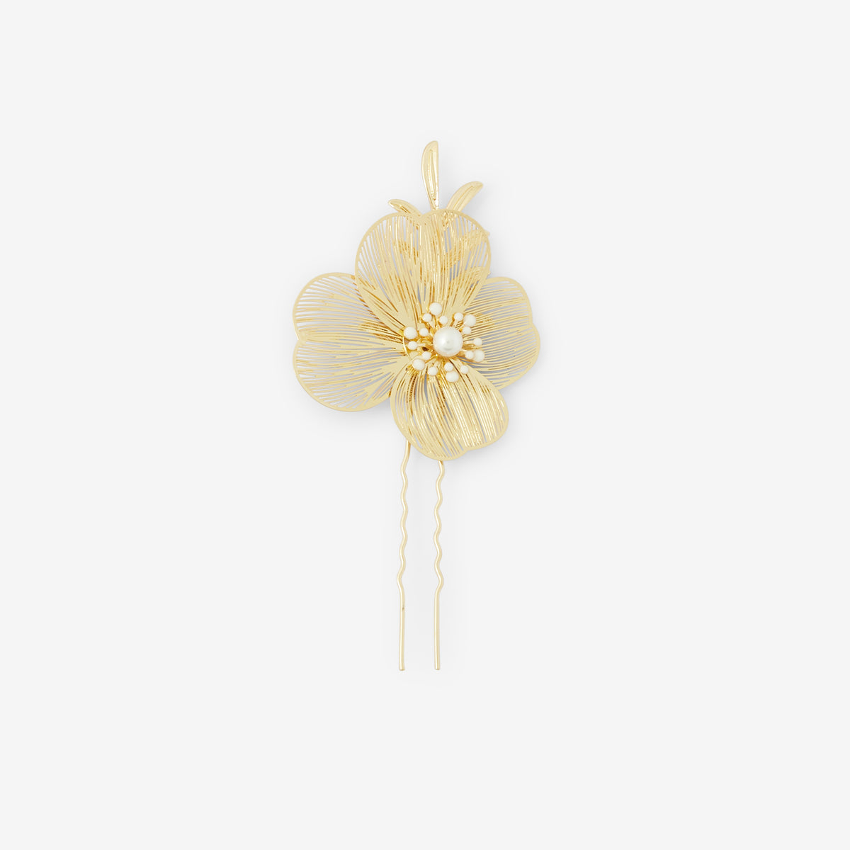 Pic à cheveux fleur en filigrane doré