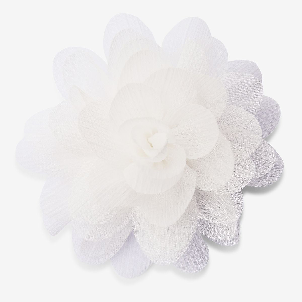 Broche fleur blanche en tissu et lurex