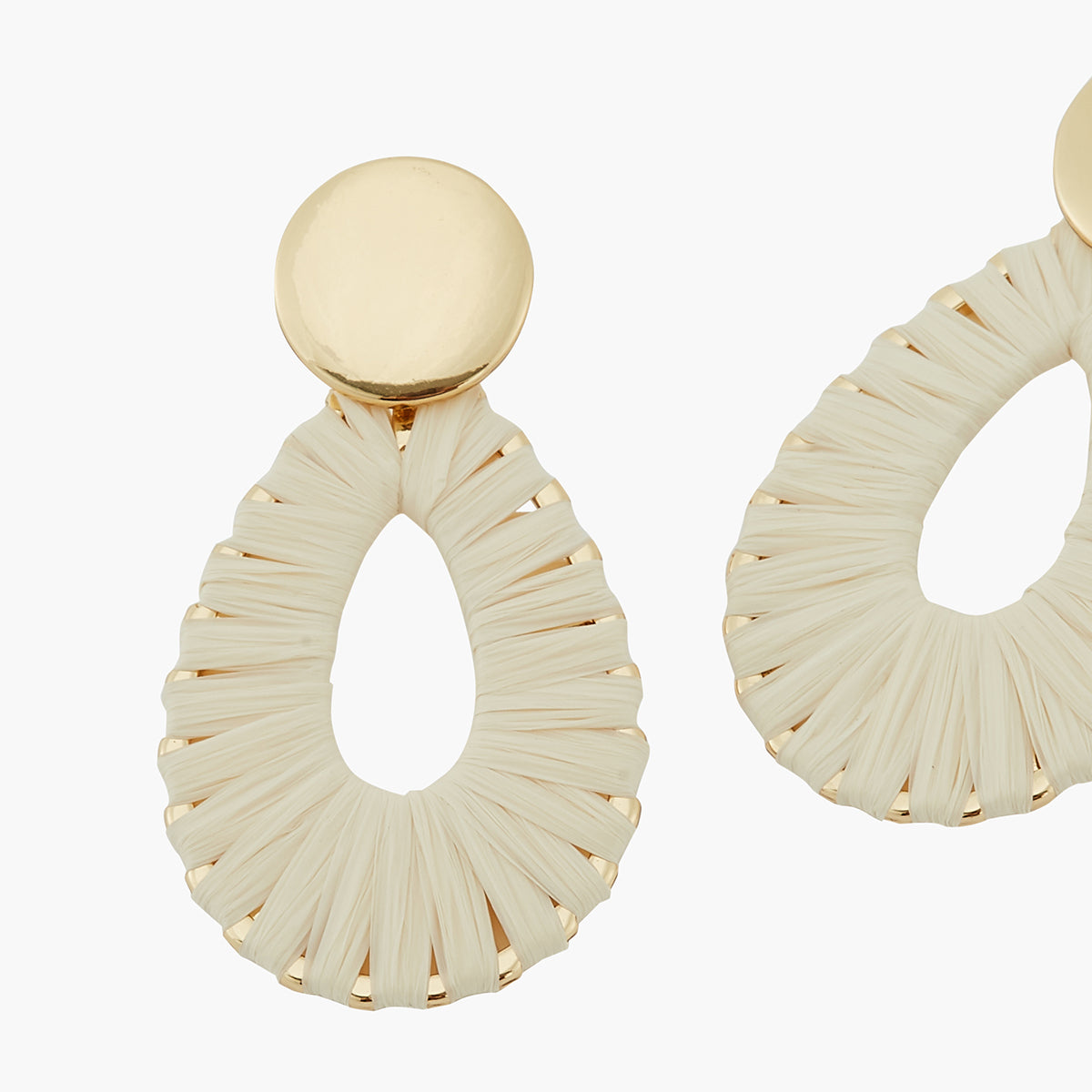 Boucles d'oreilles longues raphia ivoire