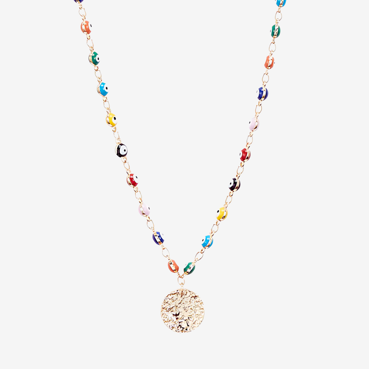 Collier œil multicolore avec médaillon