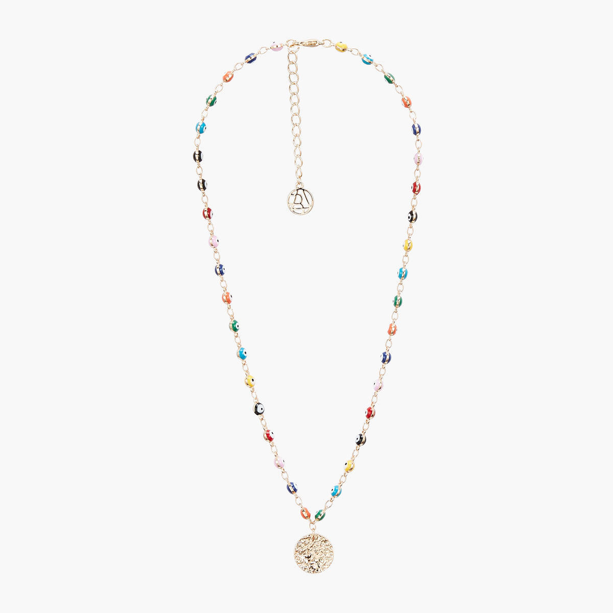 Collier œil multicolore avec médaillon