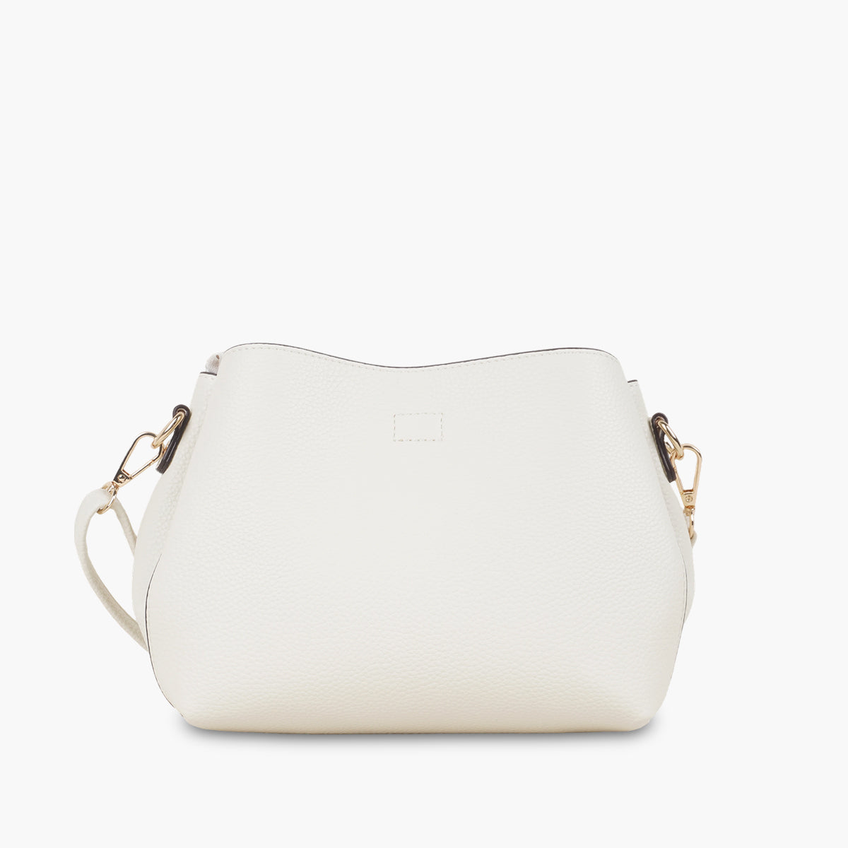 Sac effet grainé blanc à bandoulière à motif