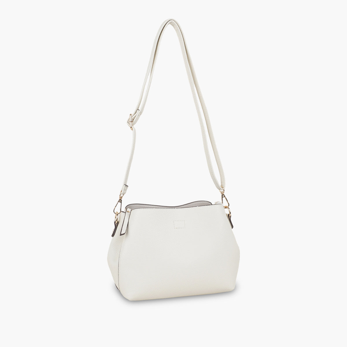 Sac effet grainé blanc à bandoulière à motif
