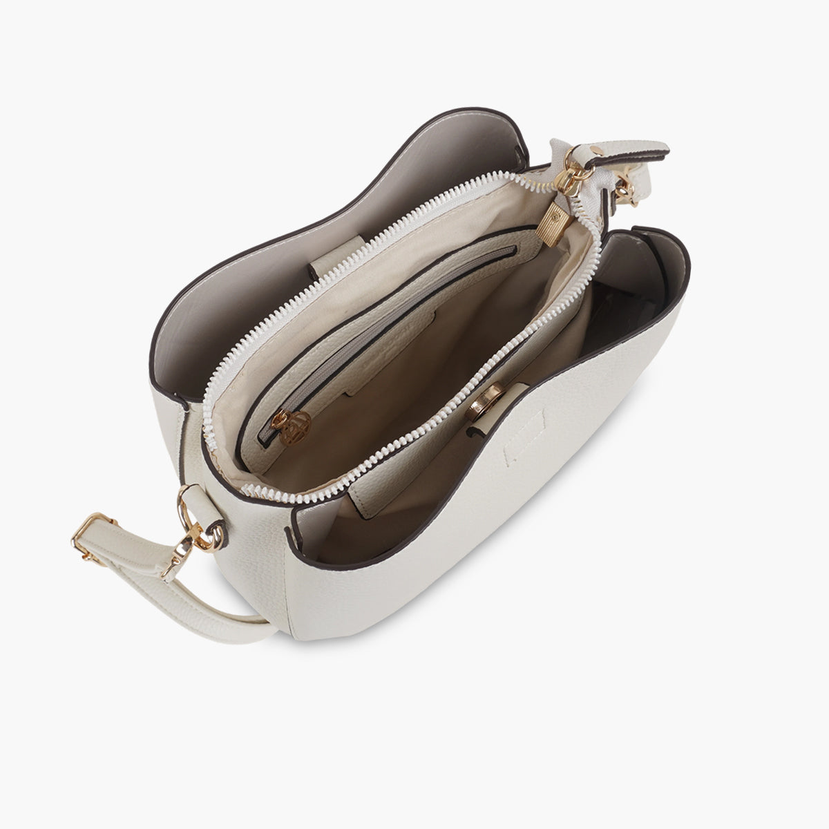 Sac effet grainé blanc à bandoulière à motif