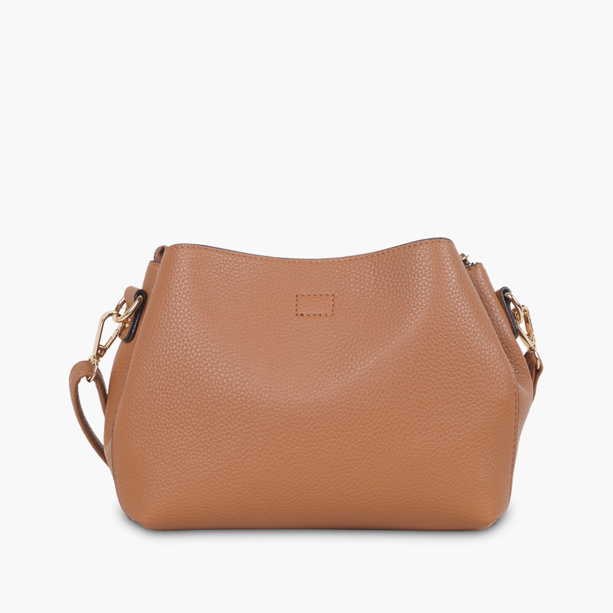 Sac effet grainé camel à bandoulière à motif