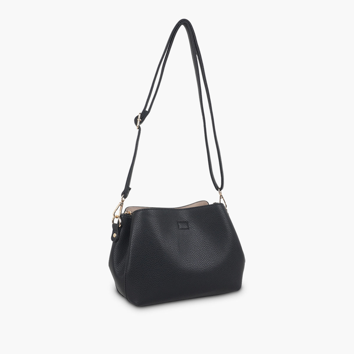 Sac effet grainé noir à bandoulière à motif