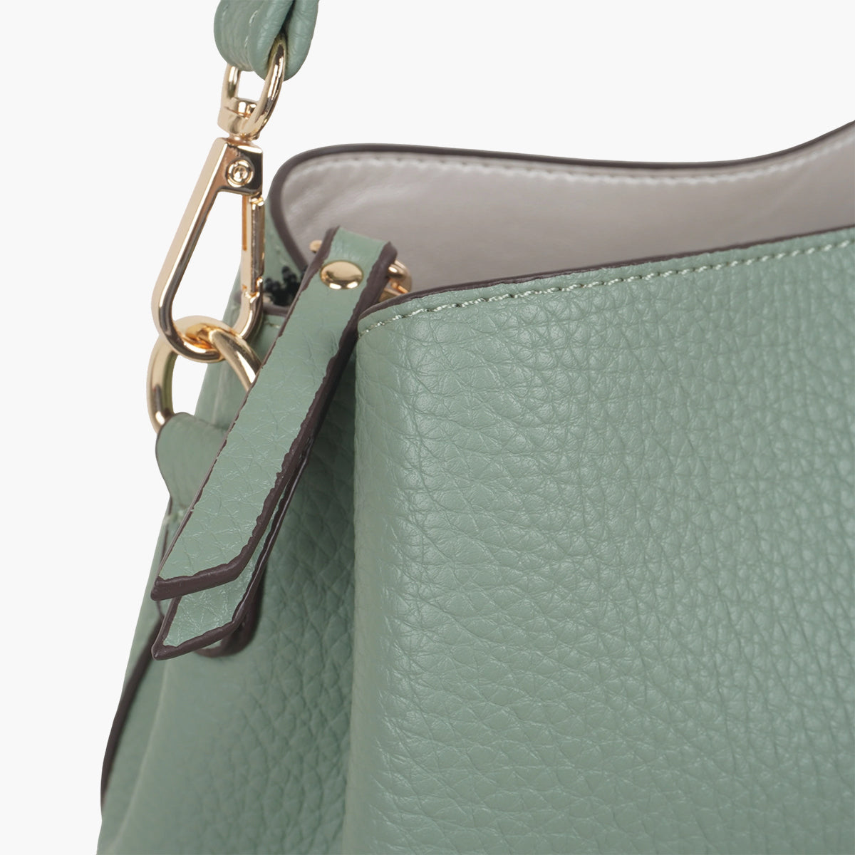 Sac effet grainé vert à bandoulière à motif