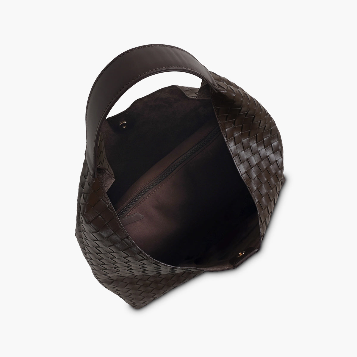 Sac hobo tressé marron foncé
