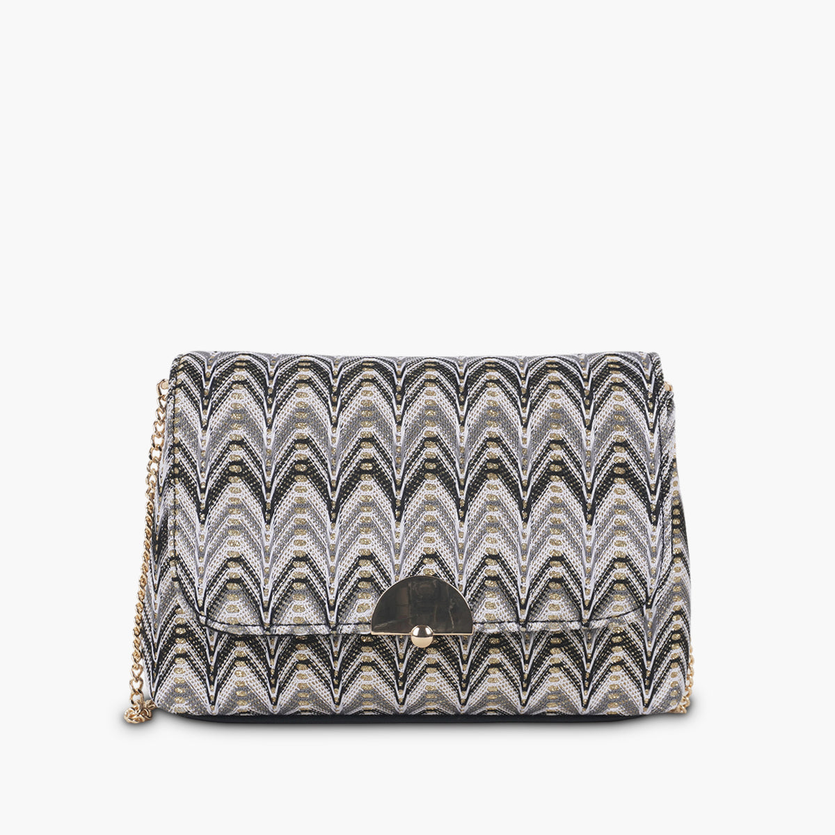 Sac à bandoulière à motif géométrique noir et blanc