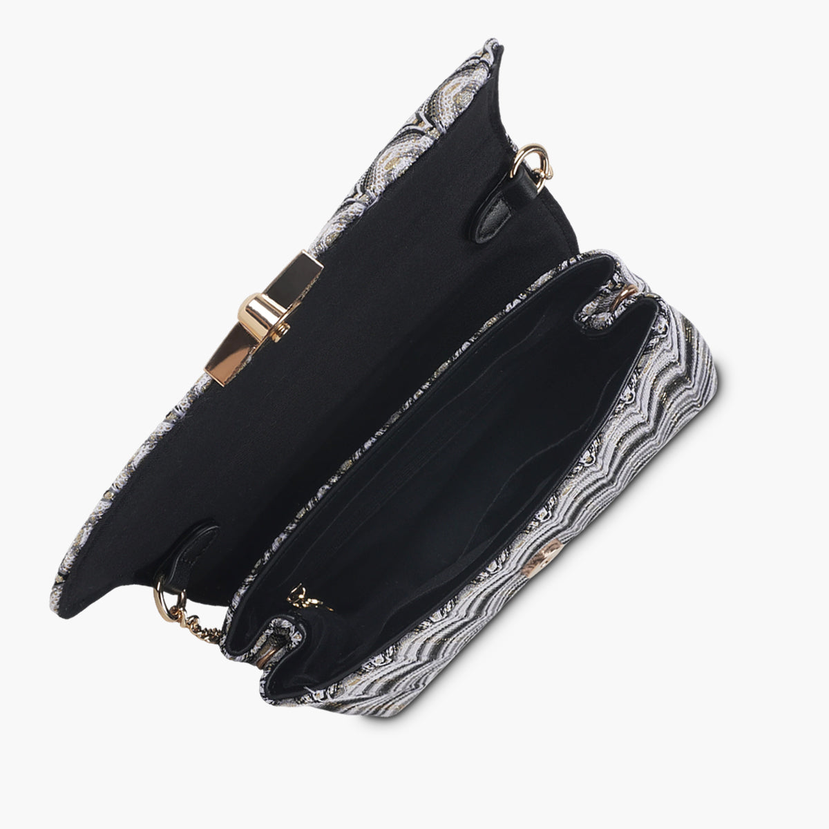 Sac à bandoulière à motif géométrique noir et blanc