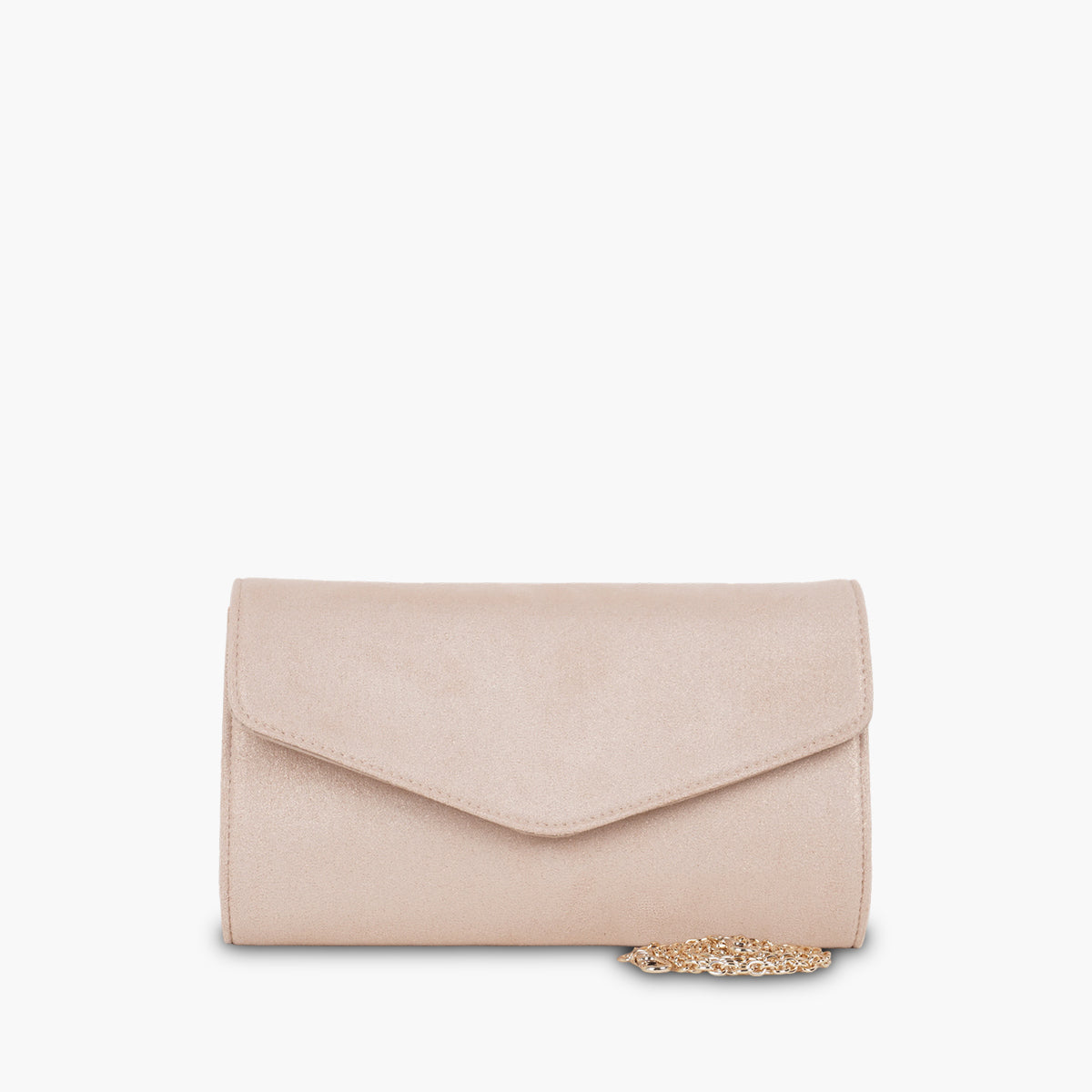 Pochette effet suédé nude pailletée