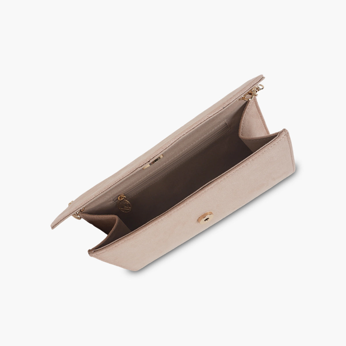 Pochette effet suédé nude pailletée