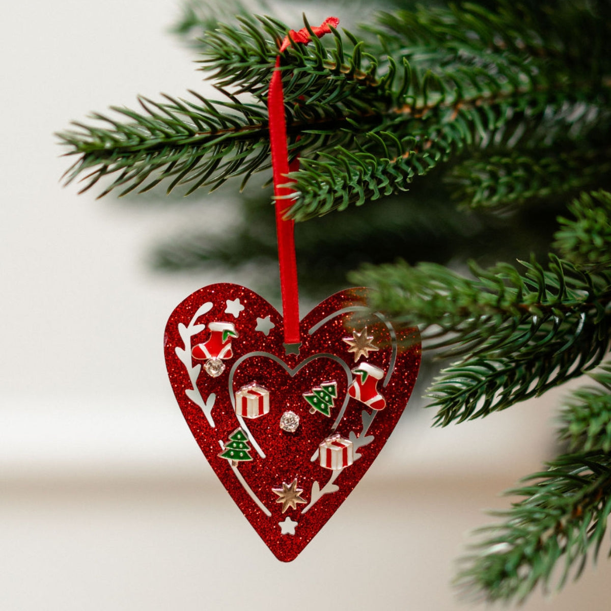 Set de boucles d'oreilles de Noël à suspendre - Cœur