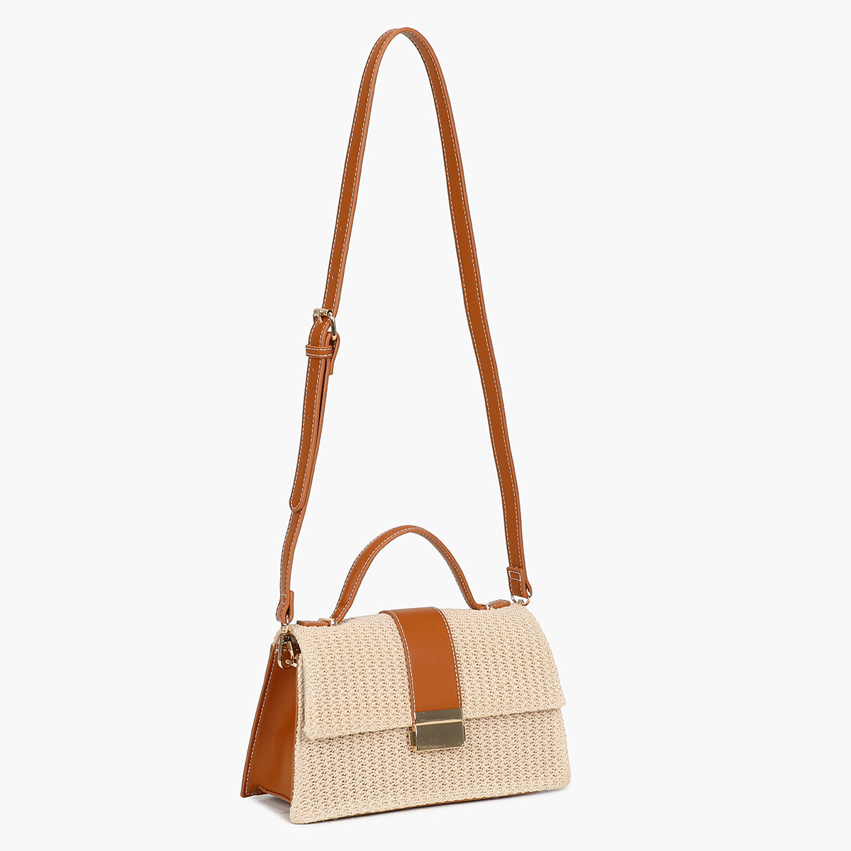 Petit sac cartable beige avec bandoulière
