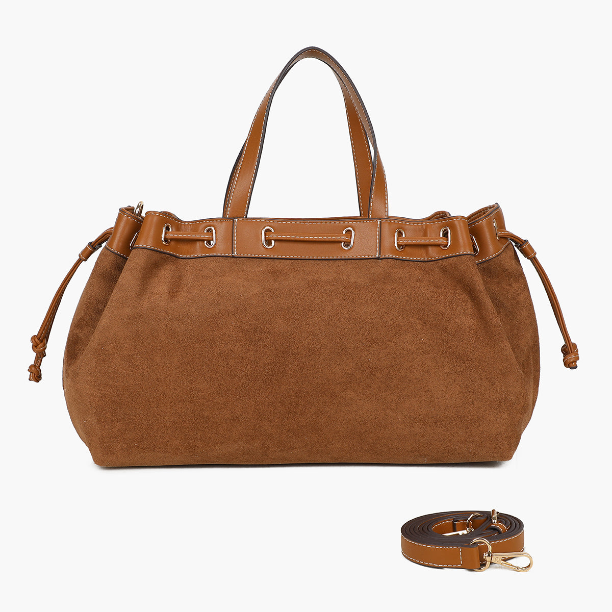 Sac bowling effet suédé camel