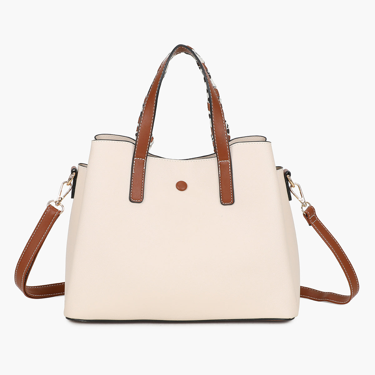 Sac à main effet grainé écru avec foulard