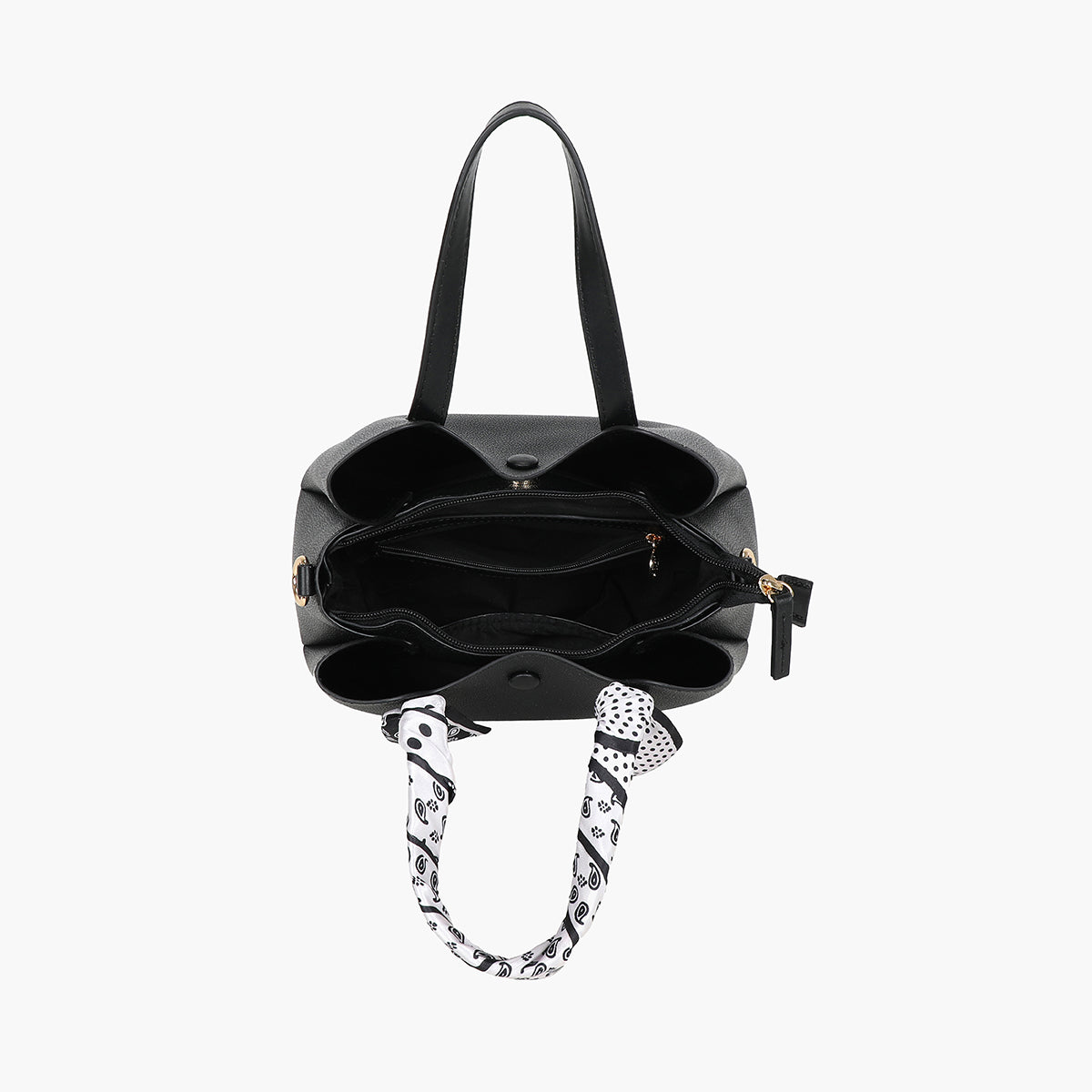 Petit sac à main ruban effet grainé noir