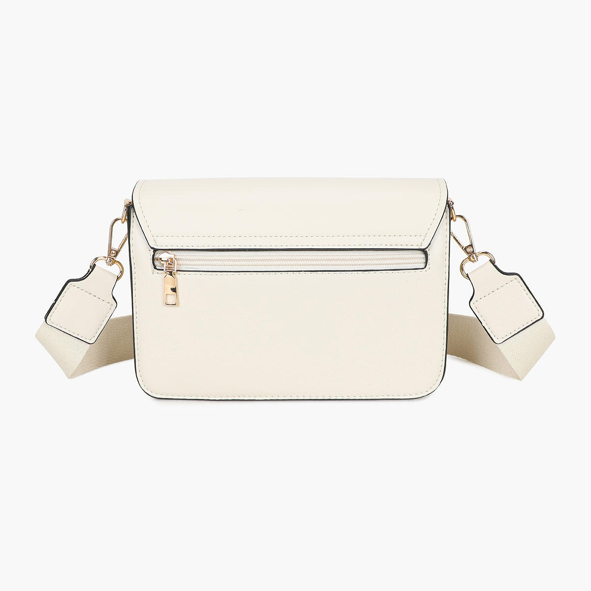 Sac à bandoulière bi-matière ivoire