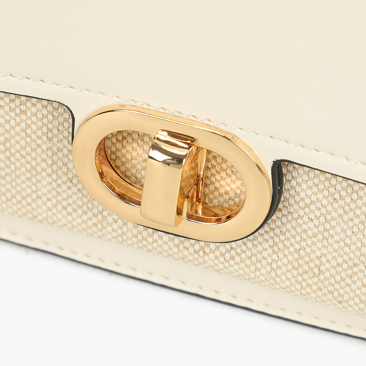 Sac à bandoulière bi-matière ivoire