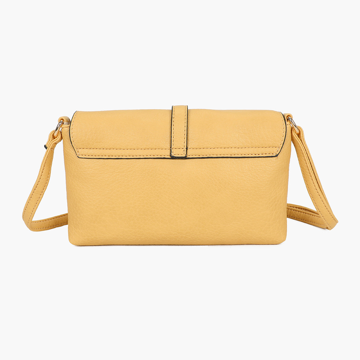 Petit sac à bandoulière effet grainé jaune