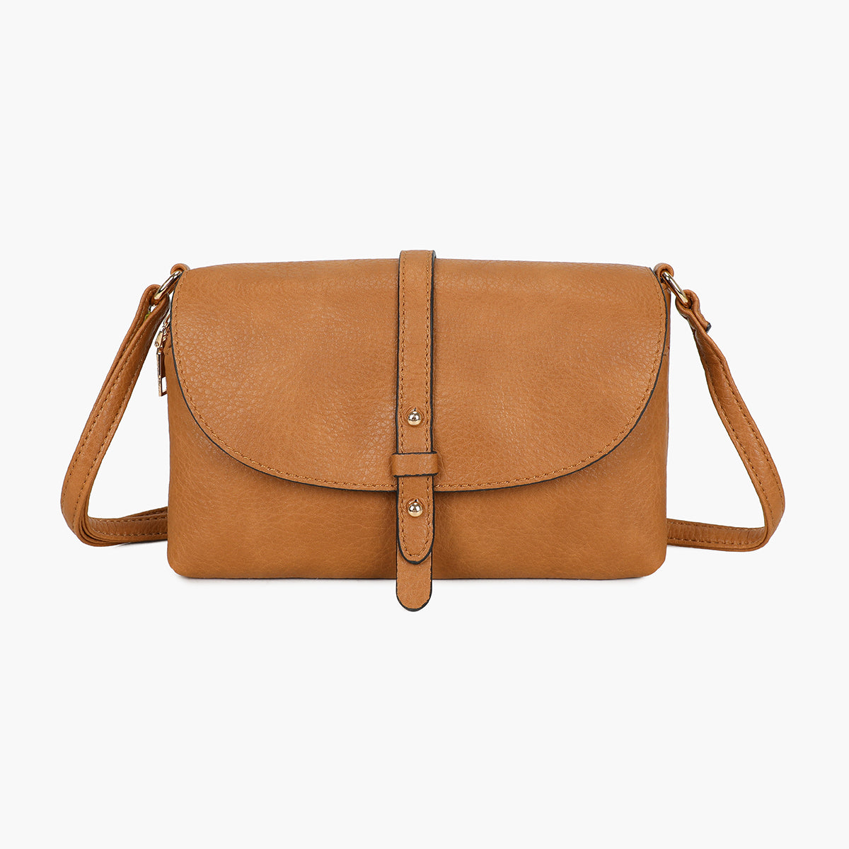 Petit sac à bandoulière effet grainé camel