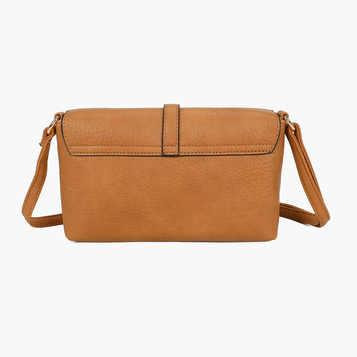 Petit sac à bandoulière effet grainé camel
