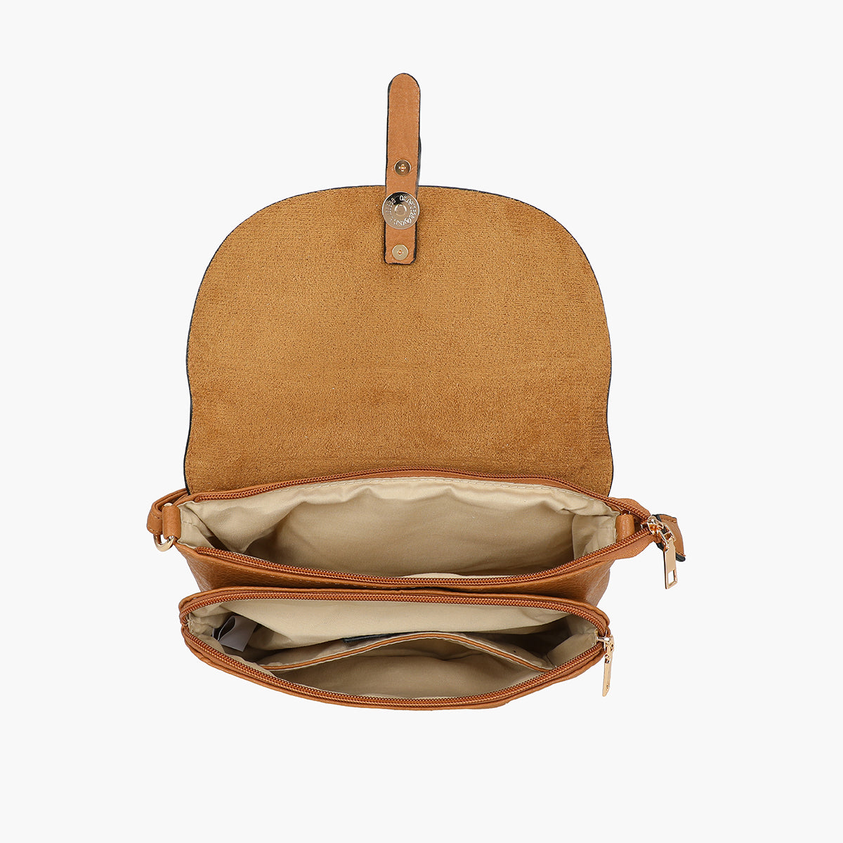 Petit sac à bandoulière effet grainé camel