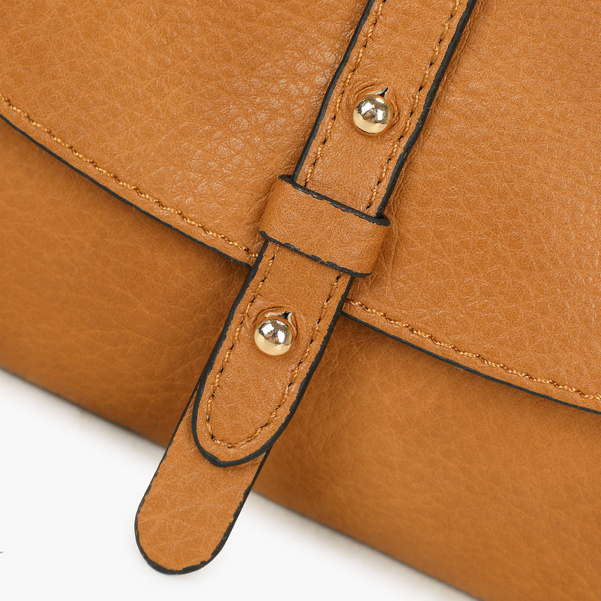 Petit sac à bandoulière effet grainé camel