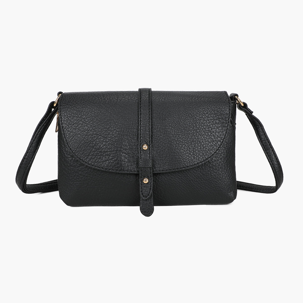 Petit sac à bandoulière effet grainé noir