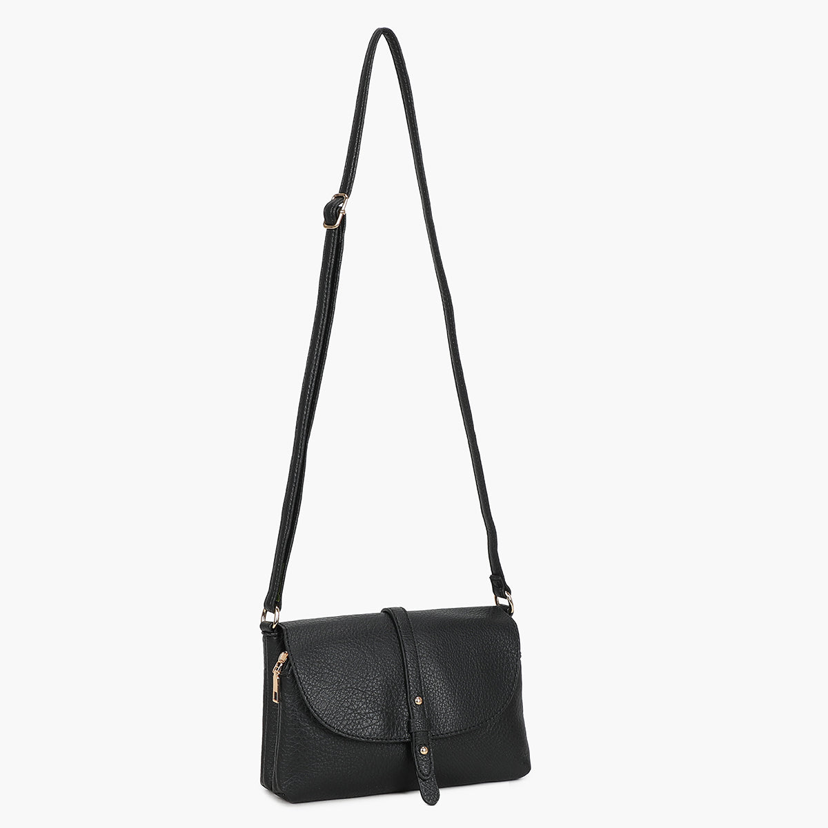Petit sac à bandoulière effet grainé noir