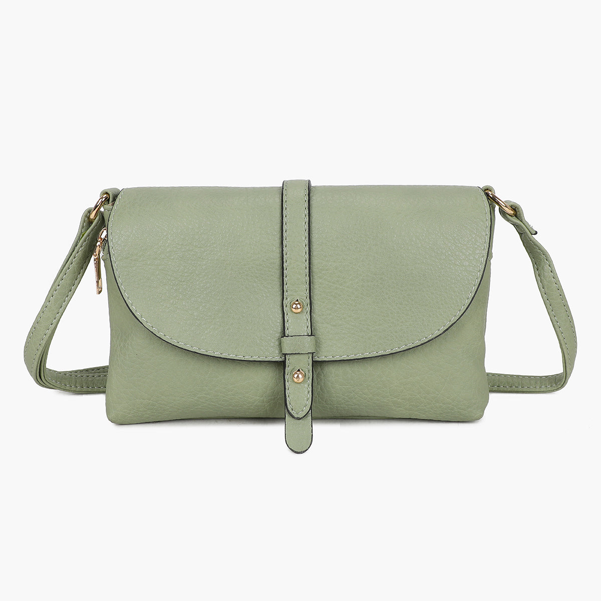 Petit sac à bandoulière effet grainé vert clair