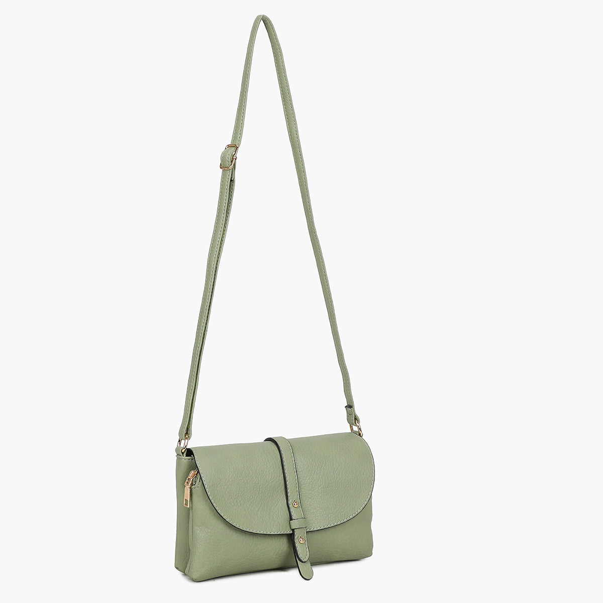 Petit sac à bandoulière effet grainé vert clair