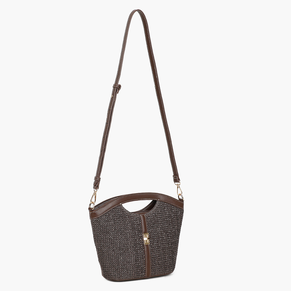 Sac souple marron en textile avec poignée