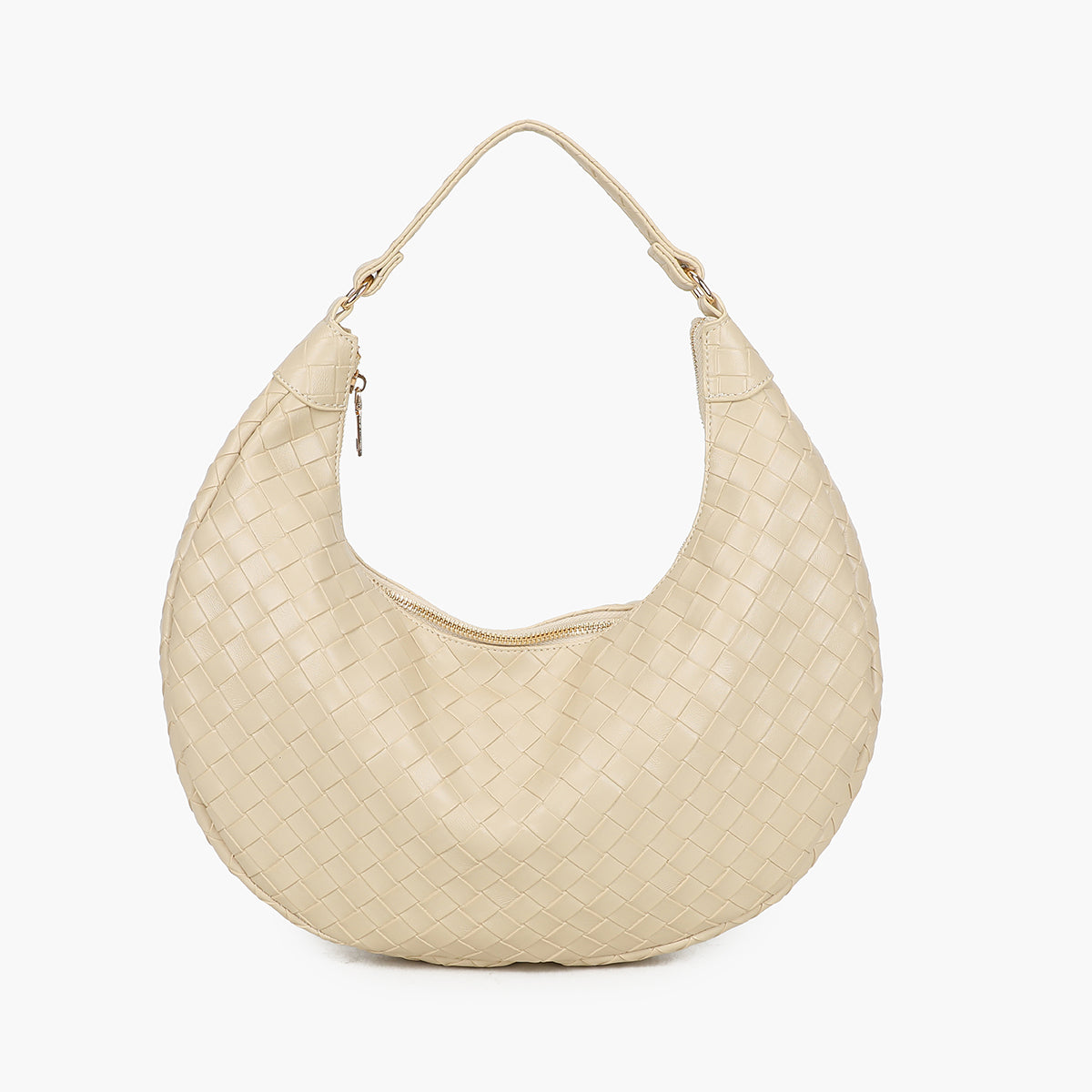 Sac demi-lune tressé écru