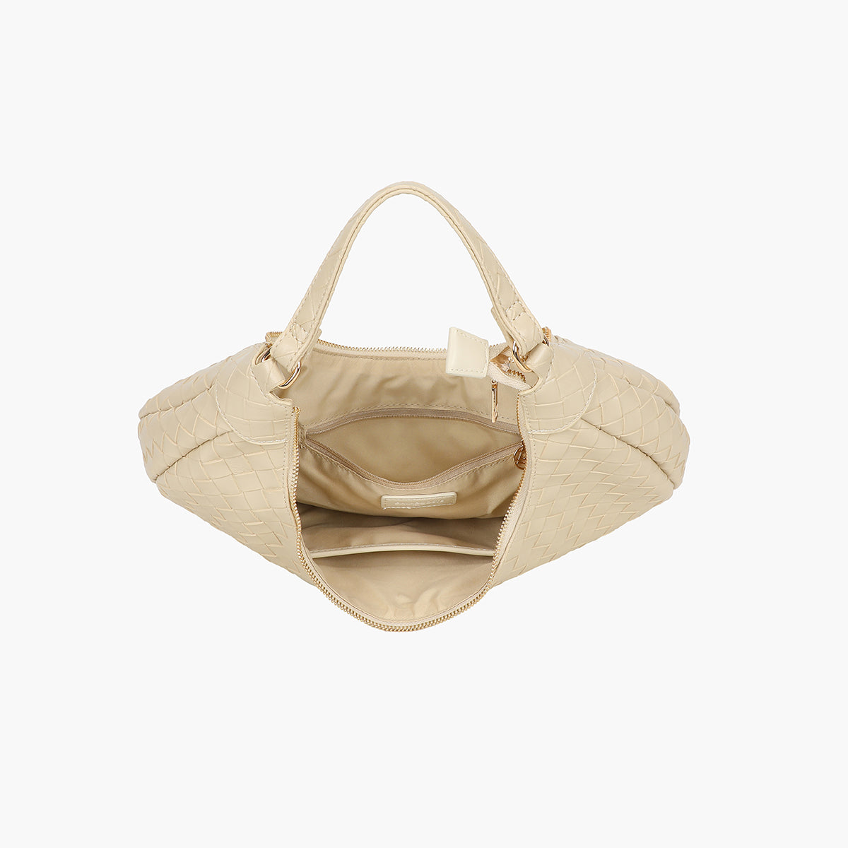 Sac demi-lune tressé écru