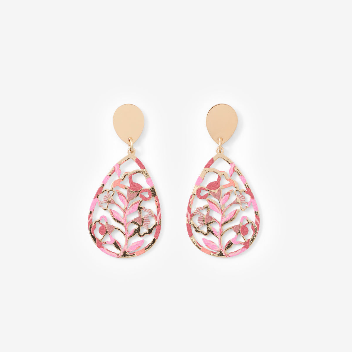 Boucles d'oreilles goutte ajourées Balagane rose