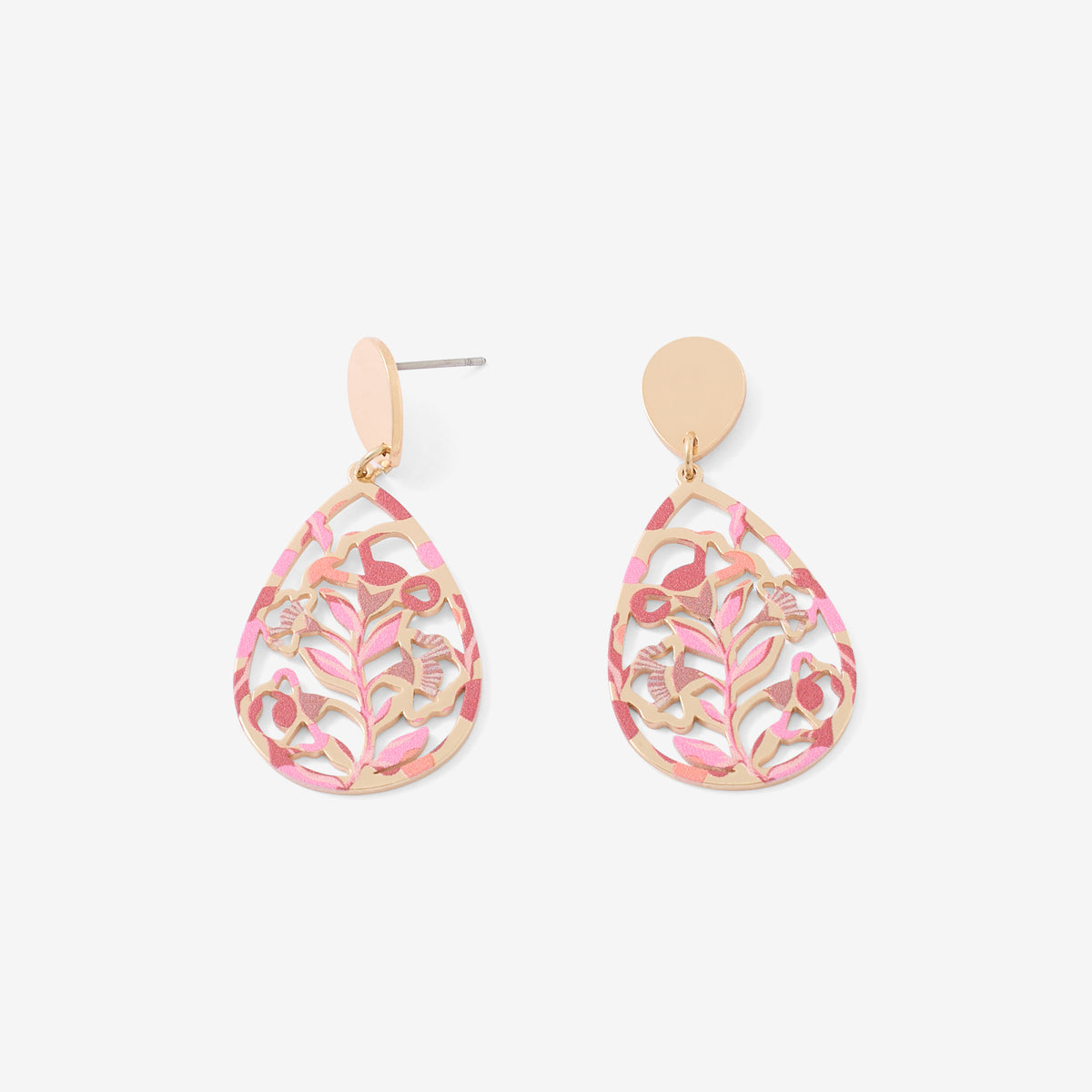 Boucles d'oreilles goutte ajourées Balagane rose