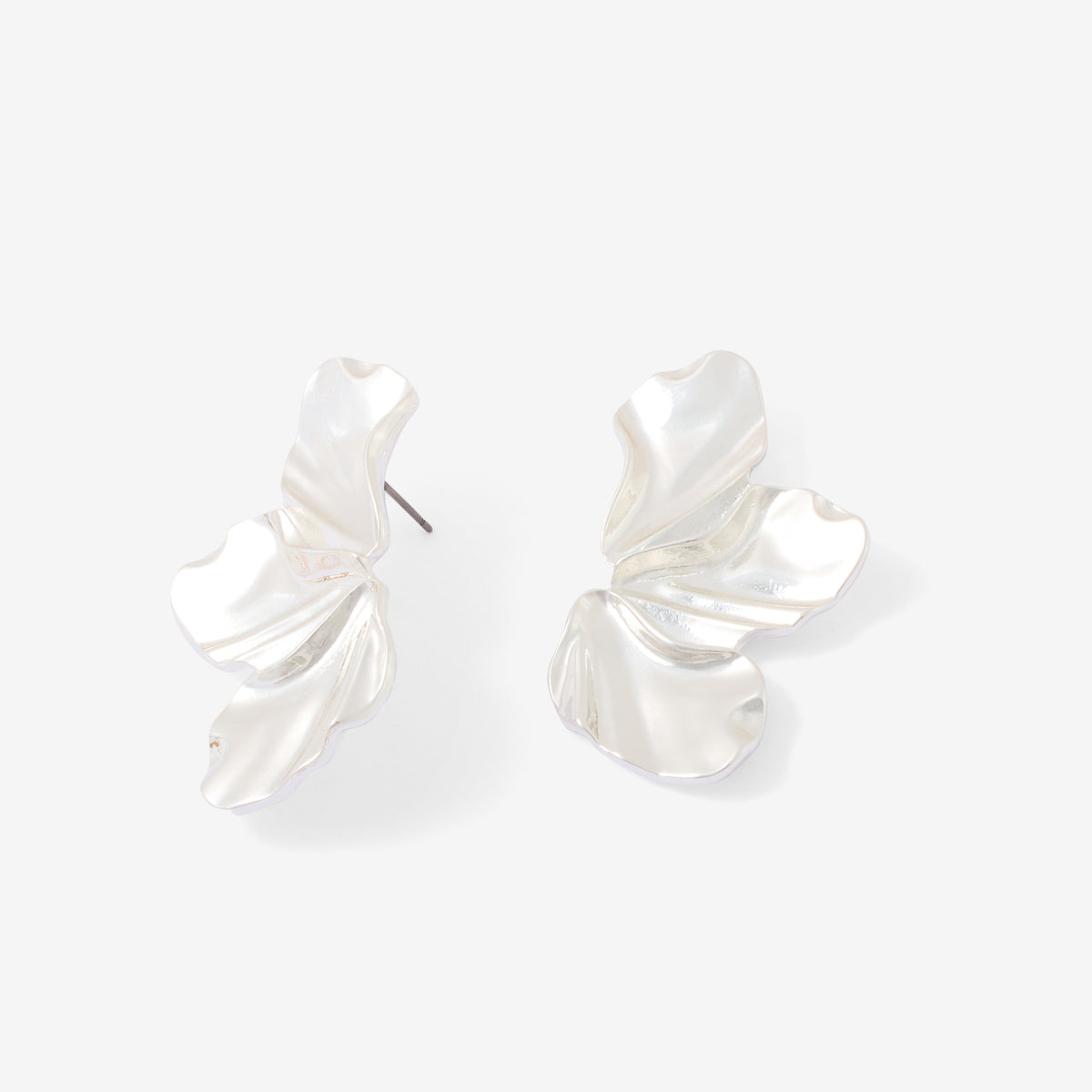 Boucles d'oreilles demi fleur argentées