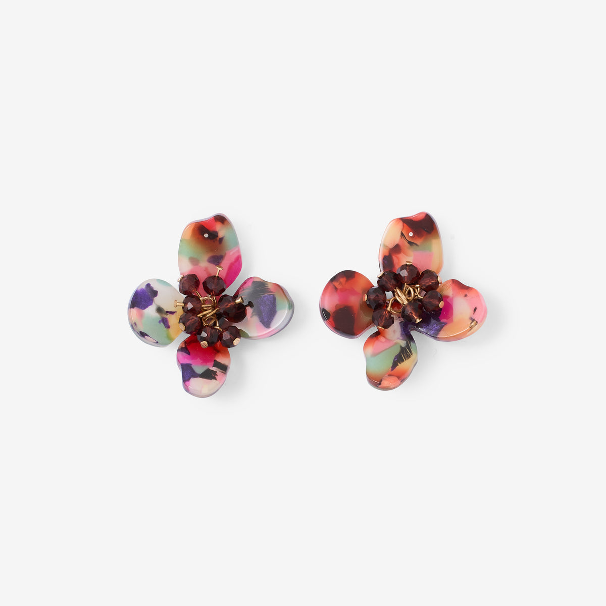 Boucles d'oreilles fleurs en résine