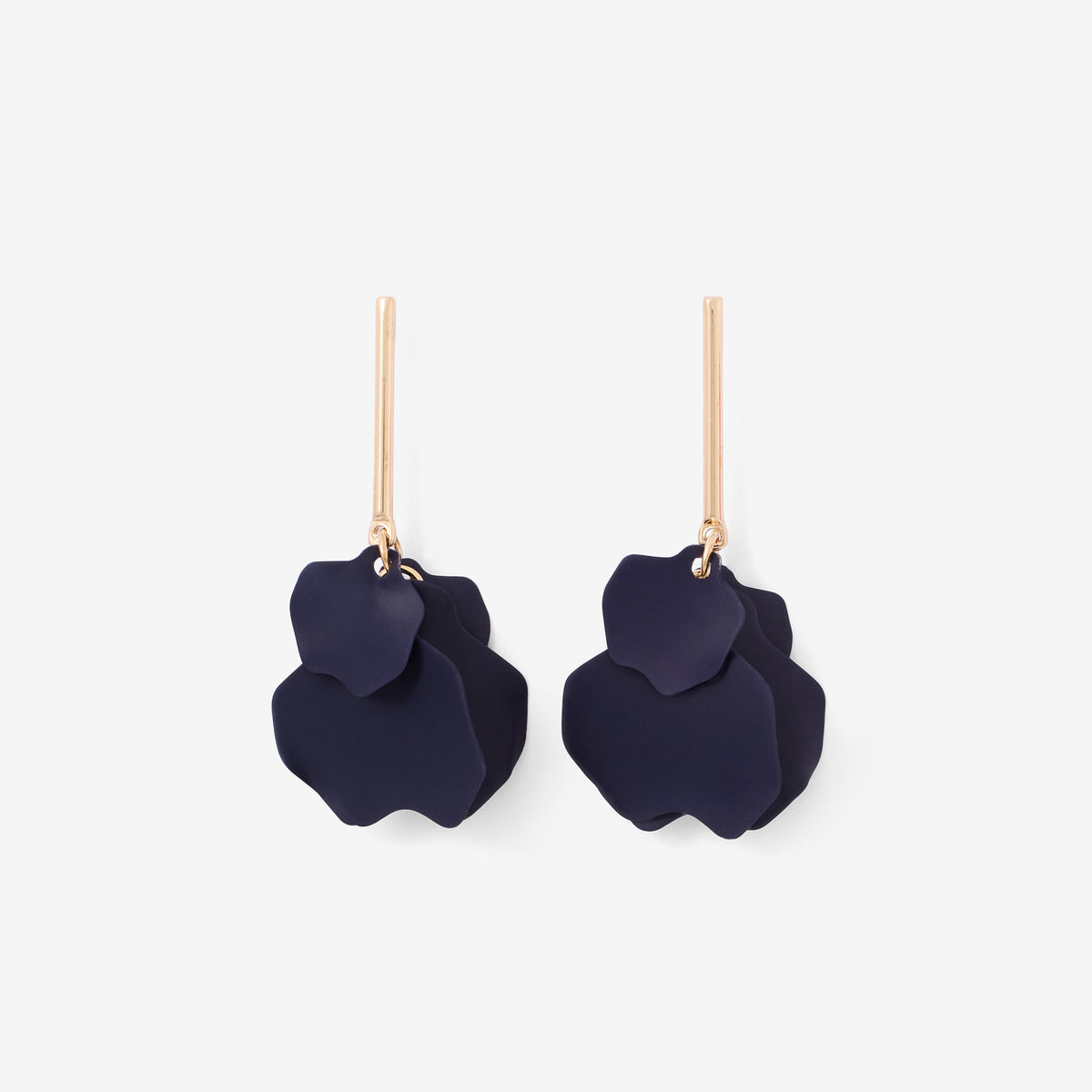 Boucles d'oreilles pendantes fleurs bleu marine