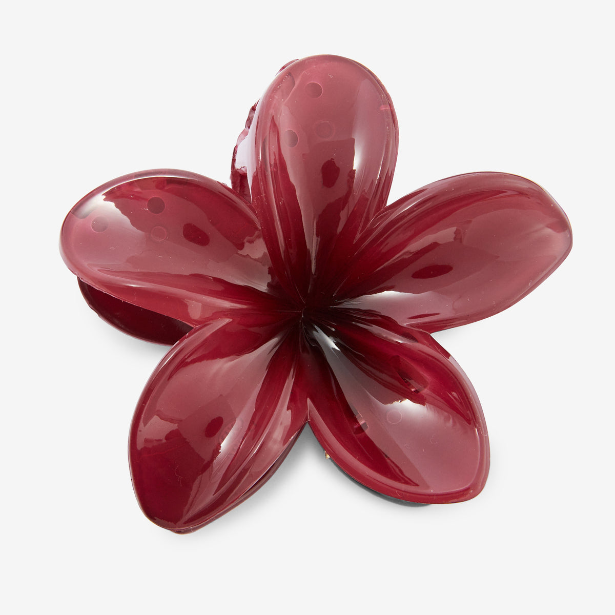 Pince à cheveux fleur tropicale bordeaux