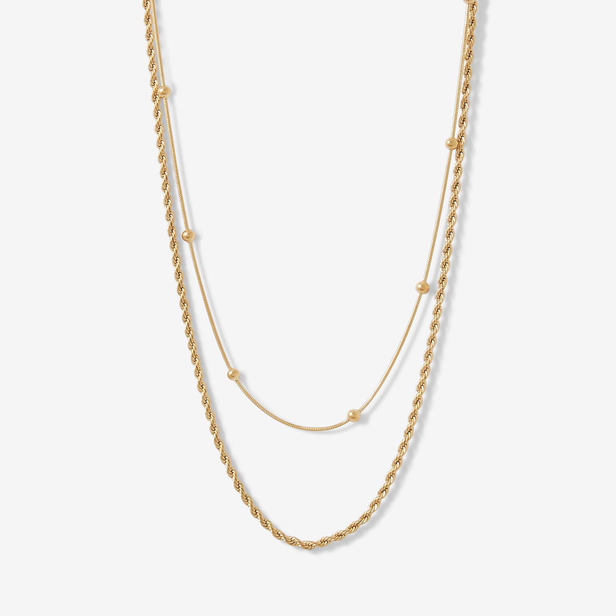 Set de 2 colliers chaine dorée en acier inoxydable