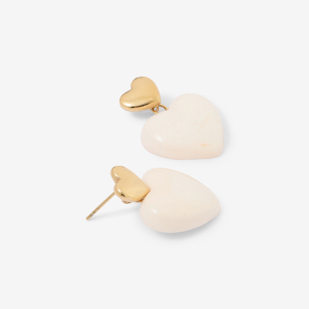 Boucles d'oreilles double cœur en acier et résine